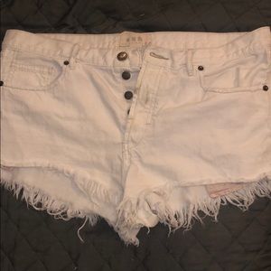 Free People white denim shorts!